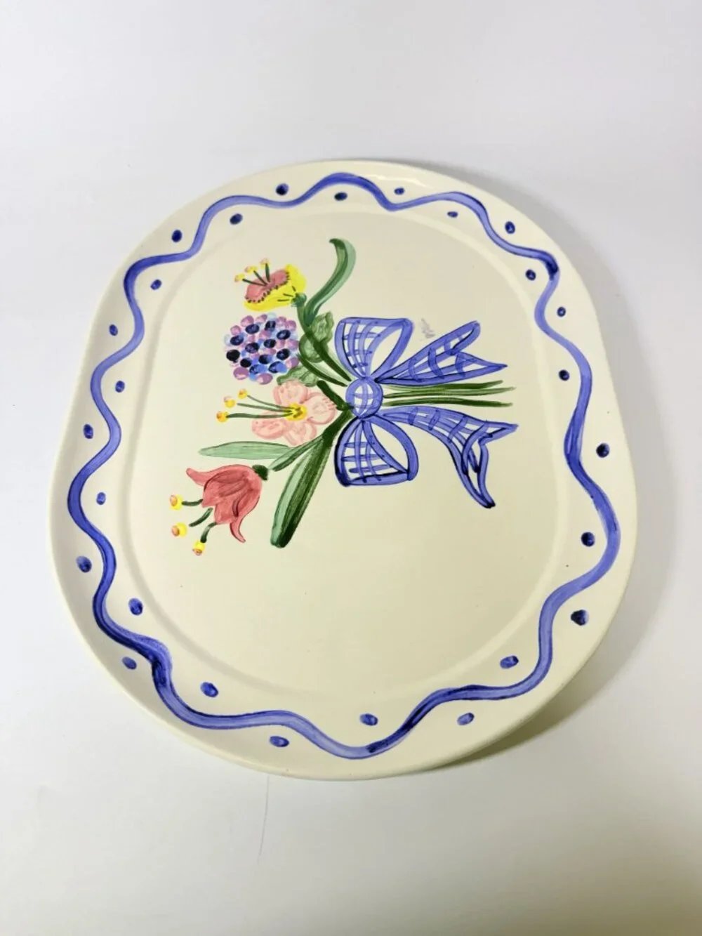 Serving Platter Hand Painted Flowers Made in Charleston PAKL Hostess Pieces Gall